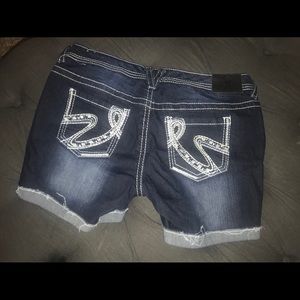 Dark Blue Jean Shorts with Detailed Pockets